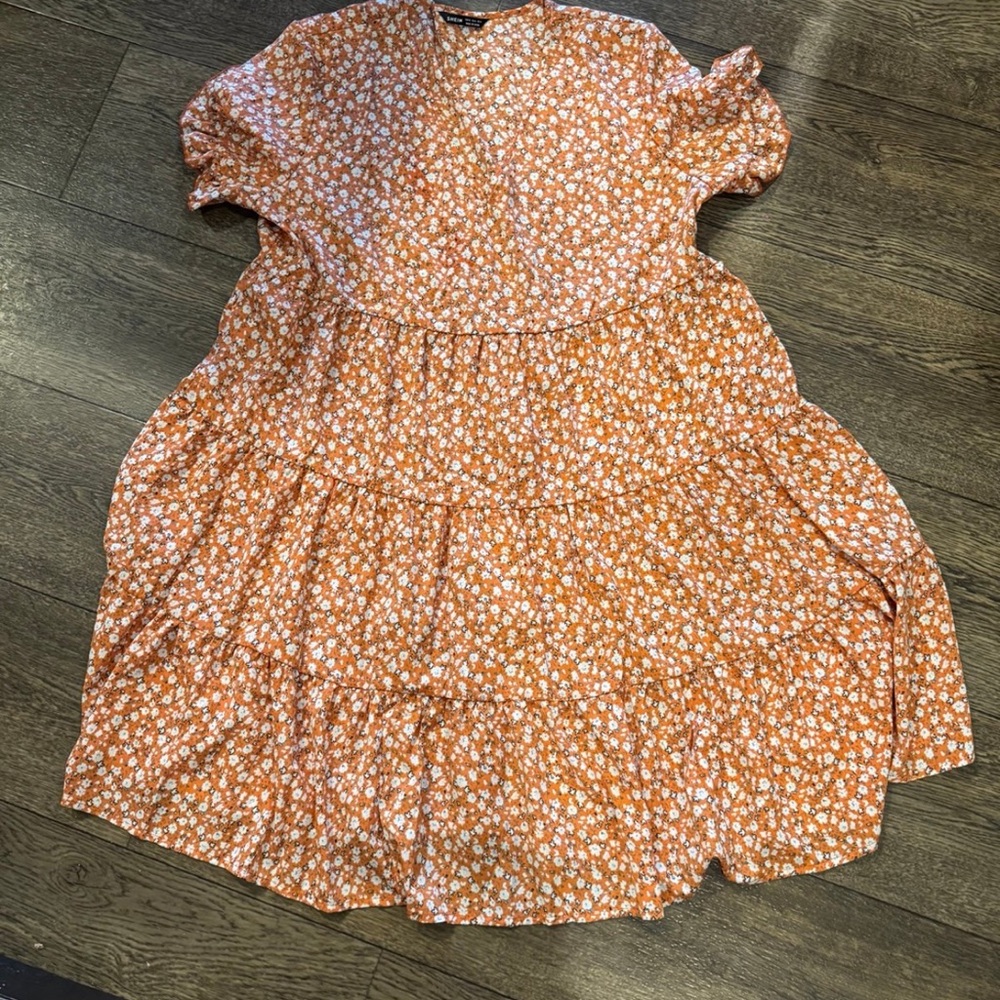 SHEIN Orange Floral Dress